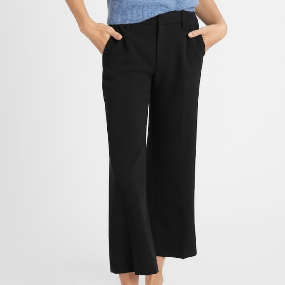 BANANA REPUBLIC Wide-Leg Crop, Black, Size 16